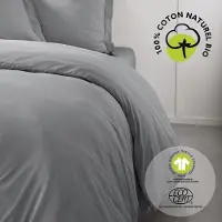 TODAY Housse de Couette Organic 220 x 240 cm, 100% Coton 57 Fils, Acier, Lit 2 Personnes