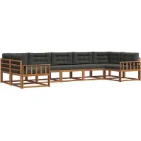 vidaXL Ensemble de canapés d'extérieur avec coussins 7 pièces Nature et Anthracite