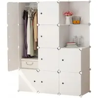 Rexo Armoire Modulaire blanche 12 étagères Armoire de grande capacité pour vêtements