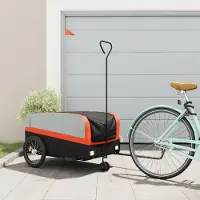 Prolenta Maison Exclusive - Remorque pour vélo, noire et orange, capacité de 45 kg, en fer