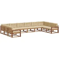 vidaXL Ensemble de canapés d'extérieur avec coussins 10 pièces Nature et Beige