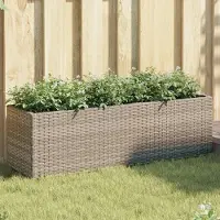 Prolenta Maison Exclusive - Ensemble de 2 jardinières avec 3 pots, gris, 105 x 30 x 32 cm, en rotin synthétique