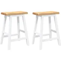 Syfax Tabourets de bar (lot de 2) en bois massif blanc et caoutchouc