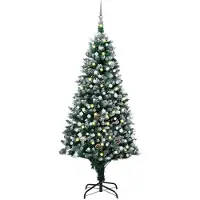 Prolenta Maison Exclusive - Sapin de Noël artificiel avec LED, boules et pommes de pin, 210 cm