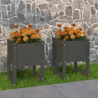 Prolenta Maison Exclusive - Lot de 2 bacs à fleurs gris 40 x 40 x 52,5 cm en pin massif