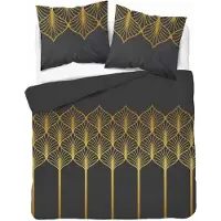 Detexpol Draps de satin 140x200 noir or motif géométrique 5225 A Home Satin 41