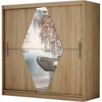 Feldmann-Wohnen Armoire à portes coulissantes Boliwia 200 x 62 x 200 cm, chêne Sonoma avec miroir