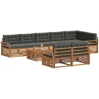 vidaXL Ensemble de salon de jardin 9 pièces, couleurs : naturel et anthracite