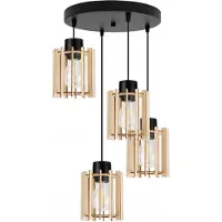 Light11 HOME Suspension, lustre, bois, abat-jour LED