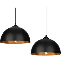 TolleTour Jeu de 2 lampes à suspendre Ø 30cm Lampe à suspendre industrielle Vintage Métal E27 Abat-jour noir-or Abat-jour