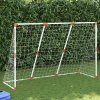 Prolenta Maison Exclusive - But de football pour enfants 2-en-1 avec ballons, blanc, 184x64x124 cm