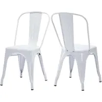 Duhome Chaises de bistrot Chaise en métal Lot de 2 en fer Chaise de salle à manger avec dossier, chaises de cuisine empilables design industriel, blanc