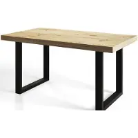 Alpi Möbel Table de salle à manger industrielle LOFT-U, dimensions : 140 x 80 x 77 cm, table de salon couleur : Artisan, avec pieds en métal de couleur noire