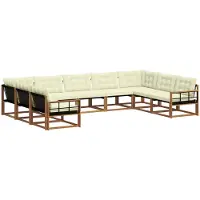 vidaXL Ensemble de salon de jardin 9 pièces, couleurs naturelles et crème