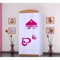 BDW Armoire, 2 portes, 2 tiroirs, penderie, 180x90 cm, hêtre