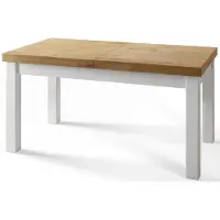 Alpi Möbel Table de salle à manger rectangulaire classique, table extensible, dimensions : 200-300 x 100 x 78 cm, table de salon, couleur : Lancelot, avec pieds en bois de couleur blanche