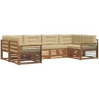 vidaXL Ensemble de canapés d'extérieur avec coussins 6 pièces Nature et Beige
