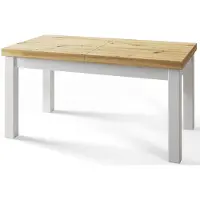 Alpi Möbel Table de salle à manger rectangulaire classique, table extensible, dimensions : 170-250 x 90 x 78 cm, table de salon, couleur : Artisan, avec pieds en bois de couleur blanche