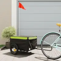Prolenta Maison Exclusive - Remorque pour vélo, noire et verte, capacité de 30 kg, en fer