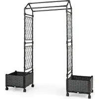 Northix Jardinière surélevée avec treillis et système d'arrosage automatique, gris