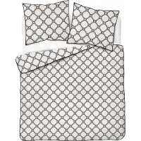 Detexpol Linge de lit, parure de lit en percale, avec passepoil, élégant 160x200 5592a Noir et blanc