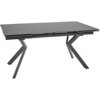 Feldmann-Wohnen Table de salle à manger à pied central Orton Ceramic 160-240 x 90 x 75 cm, noir, marbre noir mat, extensible