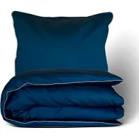 MULTITEX Linge de lit, satin de coton, haut de gamme, avec passepoil, uni, 200 x 220 cm, 47, bleu foncé