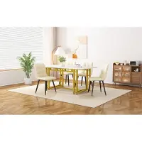 Ulife Table de salle à manger noble avec pieds métalliques dorés pour une salle à manger moderne - Design de luxe léger en 120x70cm, or