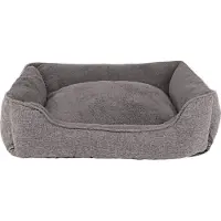 Markenlos Lit pour chien et chat - Housse mixte amovible Lit douillet pour animaux de compagnie Accès confortable (S) 75x60 cm Sol souple antidérapant Gris