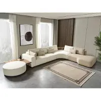 AEA Weißes Ecksofa Moderne Wohnzimmer Möbel Designer Couch Textil Sofa 2tlg