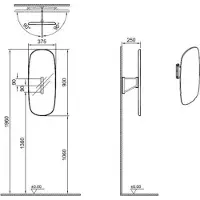 Vitra 64059 Miroir pivotant pluriel 375 x 900 mm