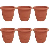 vidaXL Pot À Fleurs Rond 6 Pcs Rouge Brique Ø 26 X 21,5 Cm Plastique