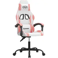 vidaXL Chaise de jeu Pivotante Blanc et rose Similicuir
