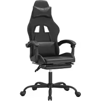 vidaXL Chaise de jeu avec repose-pieds Pivotant Noir Similicuir