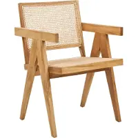 Beliani Chaise en bois clair acajou assise et dossier en rotin avec tressage viennois design minimaliste salon salle à manger