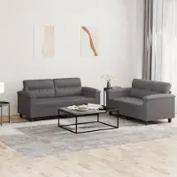 Prolenta Maison Exclusive - Ensemble canapé 2 pièces avec coussins, en similicuir gris