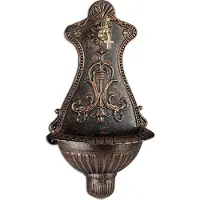 Relaxdays Fontaine murale , lavabo d'extérieur au look rétro, robinet et vasque, à suspendre, dimensions : 66 x 37 x 19,5 cm, bronze
