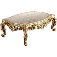 Casa Padrino Luxe Table basse baroque Crème / Beige / Marron / Or 120 x 82 x H. 47 cm - Table de salon noble en bois massif de style baroque - Meubles baroques somptueux