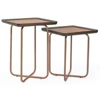 AEA Salon moderne Tables d'appoint 2x Tables basses en bois Meubles de luxe