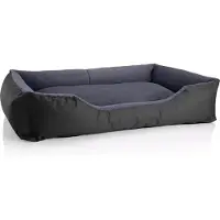 BedDog Lit pour chien TEDDY, canapé pour chien lavable avec rebord et coussin, THE-ROCK (noir/gris), (XXL) env. 120 x 85 x 23 cm