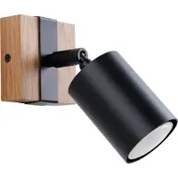 Sollux Applique FAGER 1 noir 1xGU10 10W acier/bois naturel 13x17x8cm