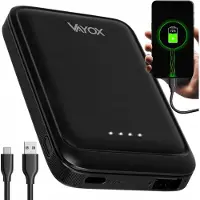 Vayox Batterie externe VA0339 | 5000 mAh | Entrée USB-C | Sortie USB-A + USB-C 5V 2.1A | Noir