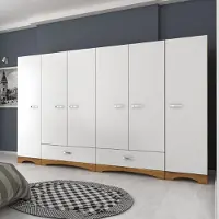 Skye Decor , F4 - 524, armoire, blanc, panneau de particules 100 % mélaminé de classe E1, 243 x 47,6 x 181 cm