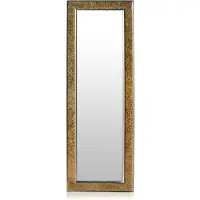 Casa Chic Norwich miroir mural, doré, grand format 130x45 cm, cadre en bois mosaïque, bords biseautés, salle de bain et salon