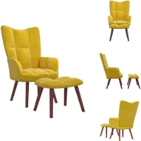 vidaXL Fauteuil de relaxation avec pouf jaune moutarde velours - fauteuil