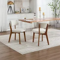 MODFU Chaise - Chaises de Cuisine avec Assise Rembourrée et Coussin Inclus, Lin de Sac, 54,5x47x77 cm, Beige