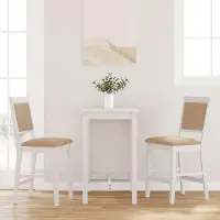 Prolenta Maison Exclusive - Tabourets de bar avec coussins, 2 pièces, blanc, bois massif, hévéa