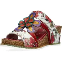 LAURA VITA Bonito 33 : Sandales d'été pour femmes, modèle pantoufle, couleur rouge, style décontracté
