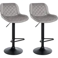 CLP Lot de 2 tabourets de bar, pivotants, rembourrés, avec repose-pieds, structure métallique moderne noir mat