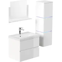 HOME DELUXE - Ensemble de meubles de salle de bains - WANGEROOGE Deluxe - Taille : L, Couleur : blanc, Largeur lavabo : environ 60 cm I Meuble de salle de bains Lavabo
